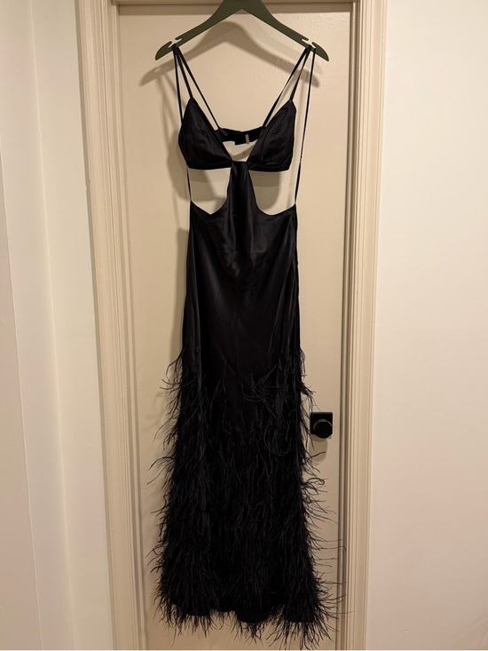 Cult Gaia Raisa feather-embellished black gown maxi dress Size Small - Picture 4 of 12